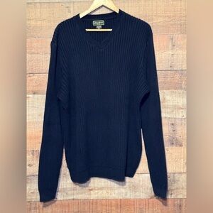 Eddie Bauer Vintage Navy Rib Knit Sweater Men's size XL Tall